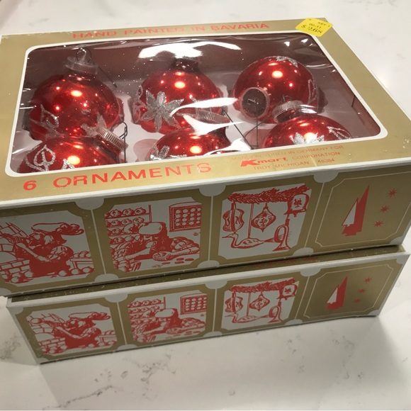 Vintage 3 Boxes Red and Blue Mercury Glass Christmas Ornaments - Picture 13 of 13